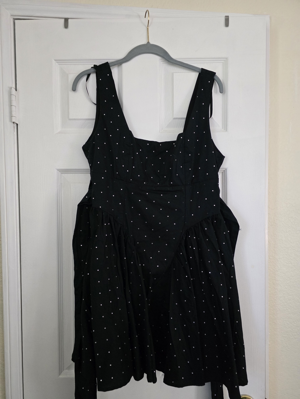 Black Polka Dot Sleeveless Fit-and-Flare Dress